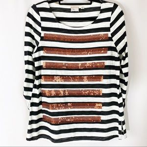 Anthropologie Postmark Striped Sequin Top Shirt